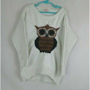 Copper Key White Sweater with Owl Design
